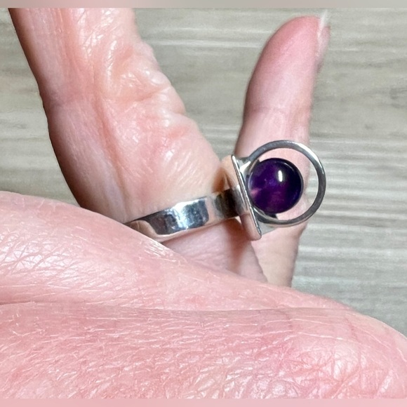 Denmark Designer Signed Poul Warmind Modernist Sterling Silver Amethyst Ring - Picture 12 of 13